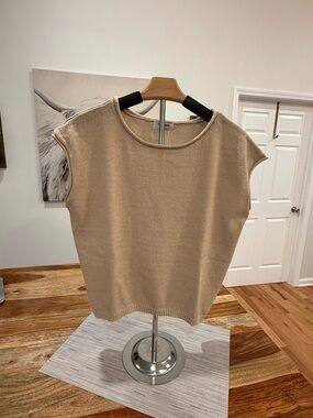 The Workshop Tan Sleeveless Knit Top - Women's Casual Shell, Medium, NEW